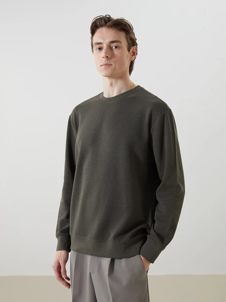 LCW Vision Haki Bisiklet Yaka Uzun Kollu Erkek Sweatshirt ürün görseli 1