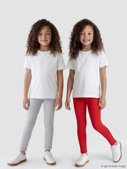 LCW Kids Kırmızı Beli Lastikli Kız Bebek Tayt 2'li ürün görseli 1