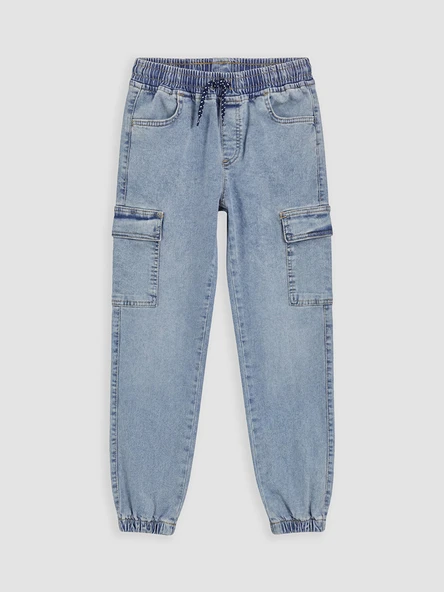 LCW Kids İndigo Erkek Çocuk Kargo Jean Pantolon ürün görseli 1
