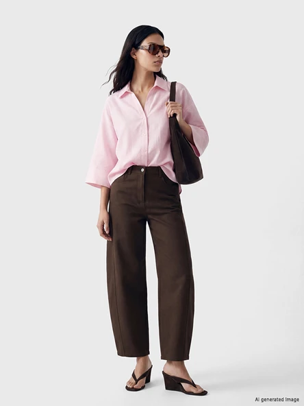 LCW Vision Pembe Oversize Kadın Gömlek - Resim 2