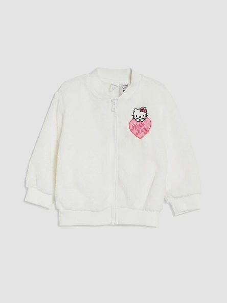 LCW Kids Beyaz Hello Kitty Baskılı Kız Çocuk Fermuarlı Sweatshirt ürün görseli 1