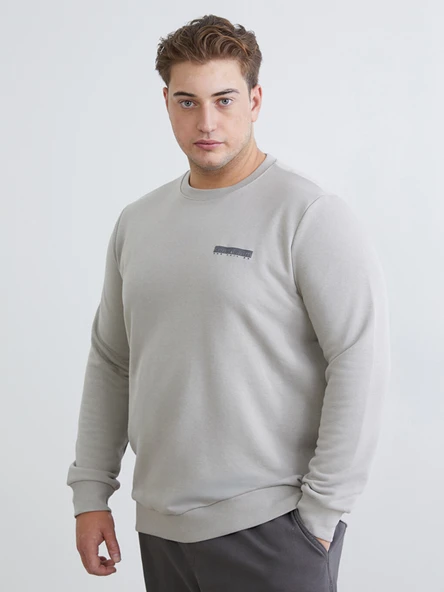 LCWAIKIKI Classic Gri Bisiklet Yaka Baskılı Erkek Sweatshirt ürün görseli 1