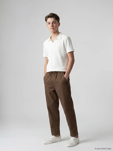 LCW Kids Kahverengi Erkek Çocuk Gabardin Pantolon ürün görseli 1