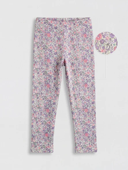 LC WAIKIKI Pembe Uzun Fitilli Çiçek Desenli Kız Çocuk Tayt ürün görseli 1