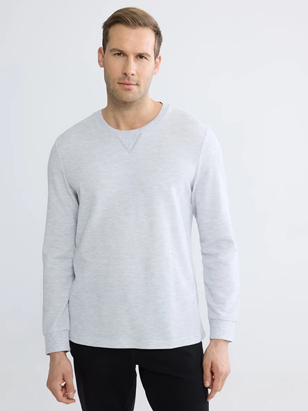 LCWAIKIKI Classic Bej Bisiklet Yaka Erkek Sweatshirt ürün görseli 1