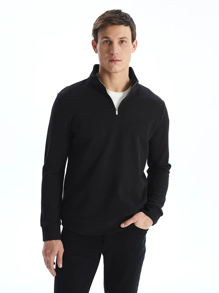 LCWAIKIKI Classic Siyah Dik Yaka Erkek Sweatshirt ürün görseli 1