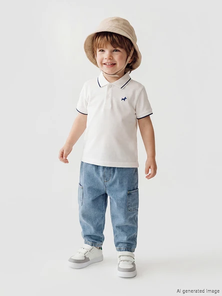 LCW baby İndigo Regular Fit Erkek Bebek Kargo Pantolon ürün görseli 1