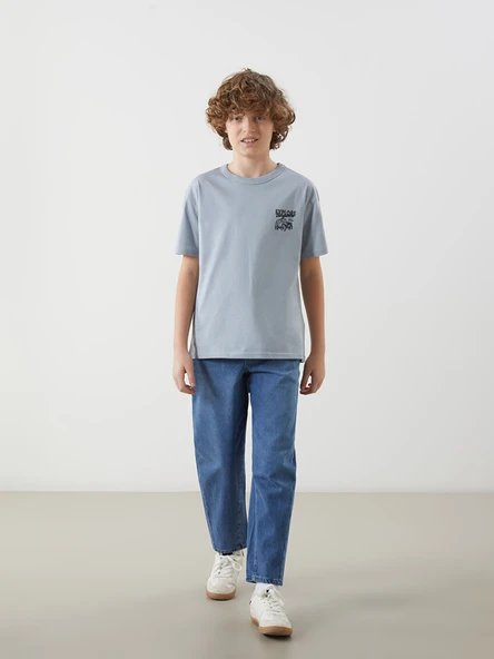 LCW Kids İndigo Beli Ayarlanabilir Lastikli Erkek Çocuk Jean Pantolon ürün görseli 1