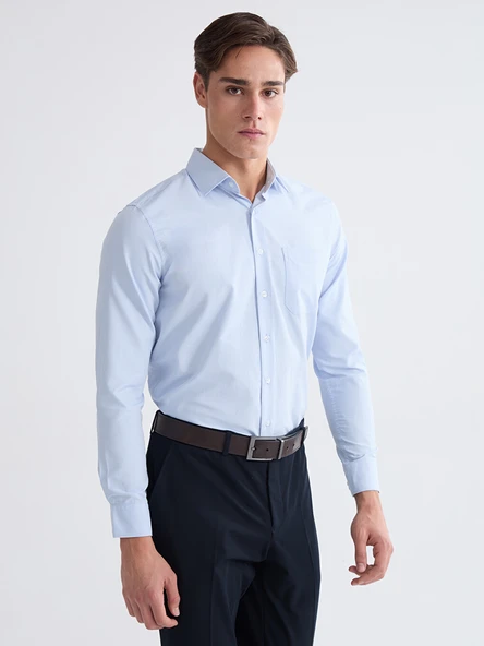 LCW BUSINESS Mavi Regular Fit Armürlü Erkek Gömlek ürün görseli 1