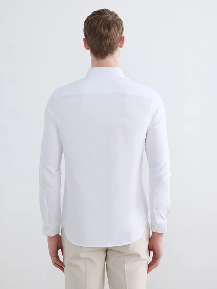LCW BUSINESS Beyaz Slim Fit Armürlü Erkek Basic Gömlek - Resim 4