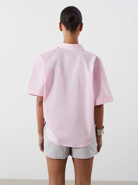 LCW Vision Pembe Oversize Poplin Kadın Gömlek - Resim 4