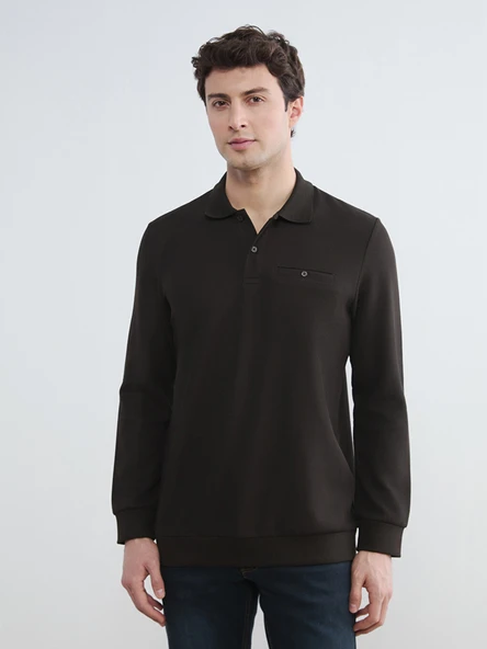 LCWAIKIKI Classic Kahverengi Polo Yaka Erkek Sweatshirt ürün görseli 1