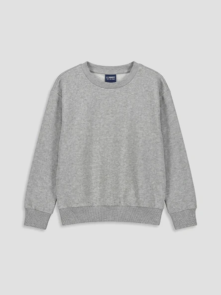 LC WAIKIKI Gri Bisiklet Yaka Uzun Kollu Kız Çocuk Sweatshirt ürün görseli 1