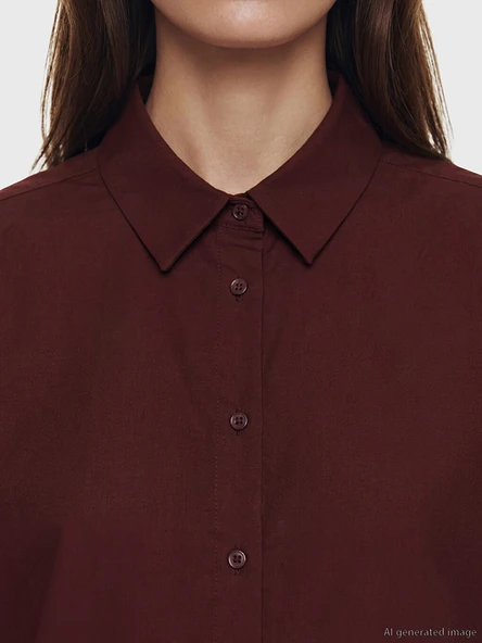 LCW Modest Bordo Kadın Gömlek Tunik - Resim 3