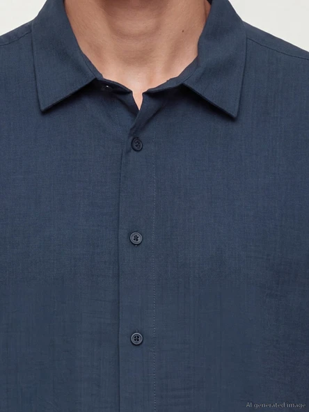 LCW Vision İndigo Regular Fit Erkek Gömlek - Resim 3