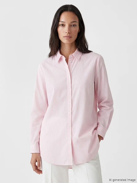 LCW EVERYDAY Pembe Çizgili Kadın Gömlek Tunik ürün görseli 1