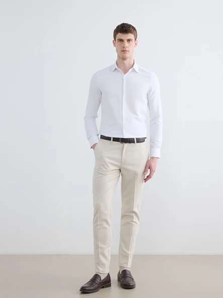 LCW BUSINESS Beyaz Slim Fit Armürlü Erkek Basic Gömlek - Resim 2