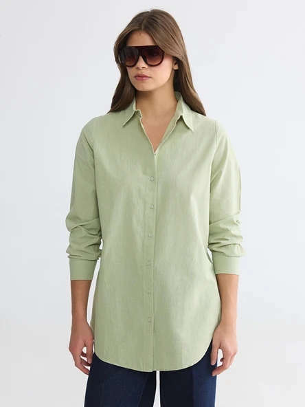 LCW EVERYDAY Yeşil Regular Fit Kadın Gömlek Tunik ürün görseli 1