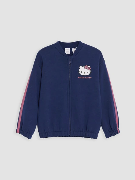 LCW Kids İndigo Hello Kitty Baskılı Kız Çocuk Soft Touch Fermuarlı Sweatshirt ürün görseli 1