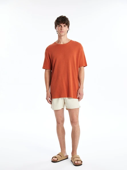 LCW SWIMWEAR Bej Kısa Boy Baskılı Erkek Deniz Şortu ürün görseli 1