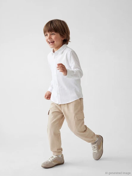 LCW Kids Bej Beli Lastikli Erkek Çocuk Kargo Pantolon ürün görseli 1