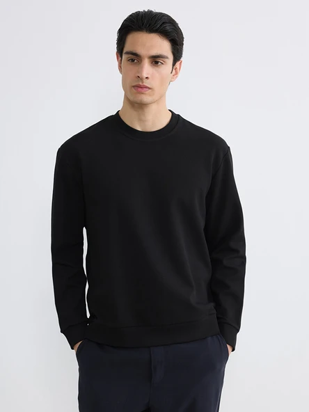 LCW Vision Siyah Bisiklet Yaka Erkek Sweatshirt ürün görseli 1