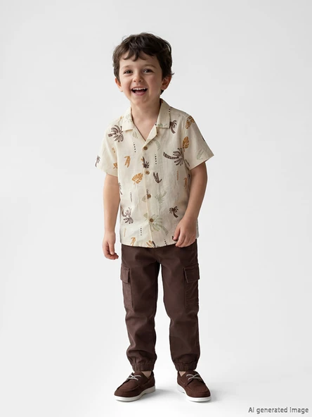 LCW Kids Kahverengi Beli Lastikli Erkek Çocuk Kargo Pantolon ürün görseli 1