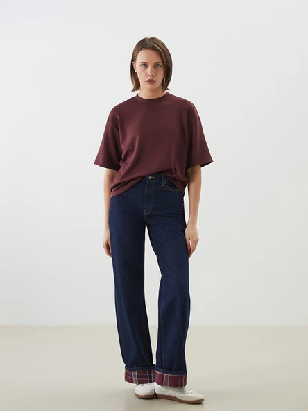 LCW Jeans İndigo Baggy Fit Kadın Jean Pantolon ürün görseli 1