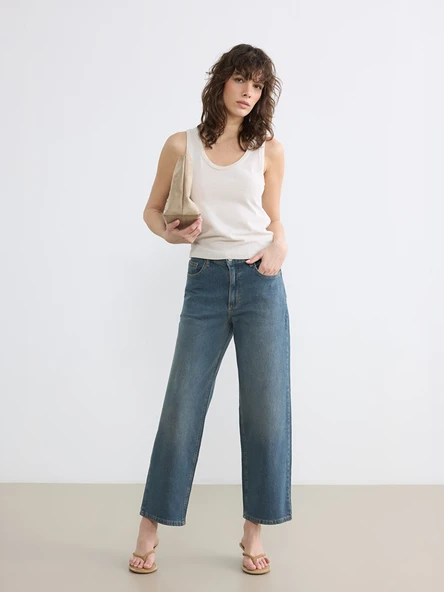 LCW Jeans İndigo Boyfriend Fit Kadın Jean Pantolon ürün görseli 1