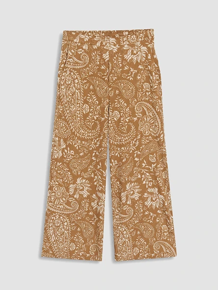 LCWAIKIKI Classic Sarı Beli Lastikli Desenli Kadın Pantolon ürün görseli 1