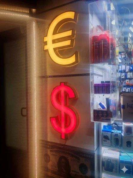Döviz Gold Işıklı Tabela - LEDli Dolar Ve Euro Sembolü Kutu Harf ürün görseli 1
