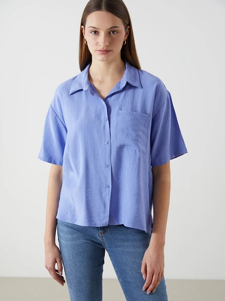 LCWAIKIKI Classic Mor Loose Fit Kadın Gömlek ürün görseli 1