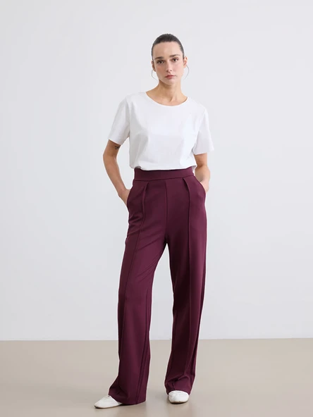 LCWAIKIKI Classic Bordo Standart Fit Geniş Paça Kadın Pantolon ürün görseli 1