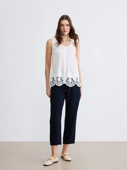 LCW EVERYDAY Lacivert Beli Lastikli Loose Fit Kadın Pantolon ürün görseli 1