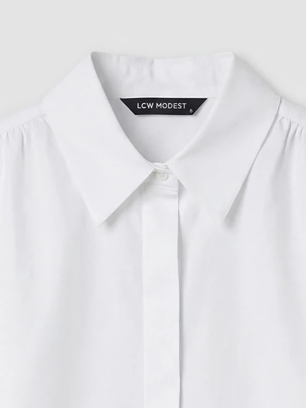 LCW Modest Beyaz Regular Fit Kadın Gömlek - Resim 7