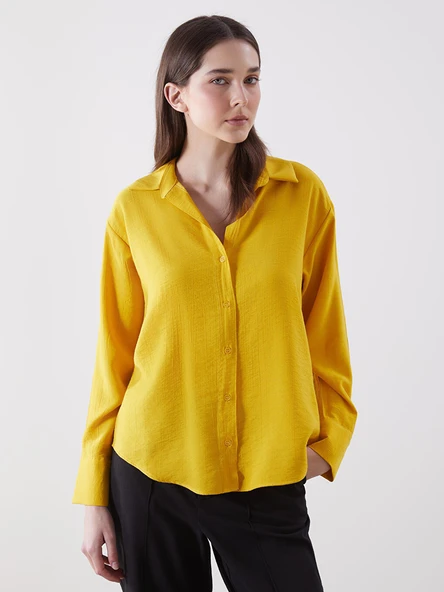 LCWAIKIKI Classic Sarı Oversize Kadın Gömlek ürün görseli 1