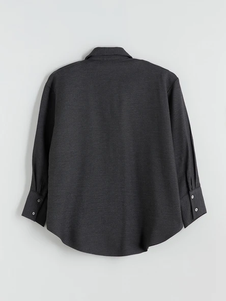LCW Modest Antrasit Oversize Kadın Gömlek Tunik - Resim 6