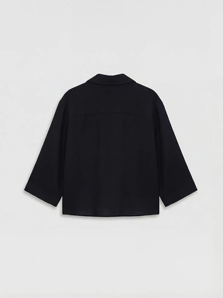 LCW Vision Siyah Oversize Kadın Gömlek - Resim 5