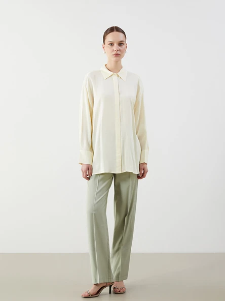LCW Modest Sarı Oversize Kadın Gömlek Tunik - Resim 2