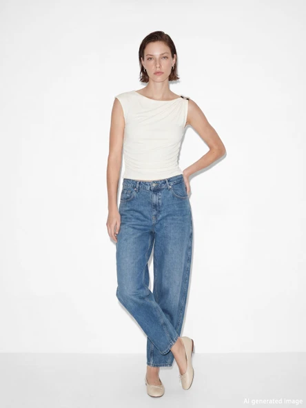 LCW Jeans İndigo Barrel Fit Kadın Jean Pantolon ürün görseli 1