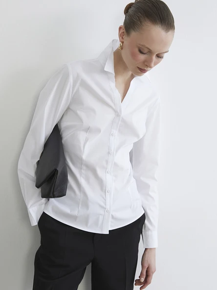LCW EVERYDAY Beyaz Regular Fit Poplin Kadın Gömlek ürün görseli 1
