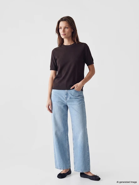 LCW Modest İndigo Barrel Fit Kadın Jean Pantolon ürün görseli 1