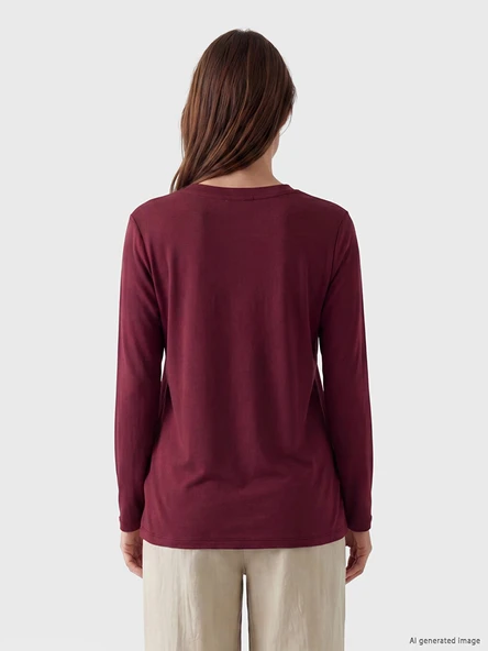LCW Grace Bordo Bisiklet Yaka Bluz - Resim 4