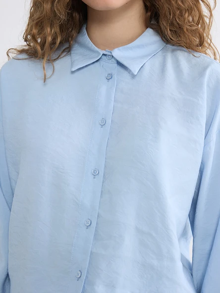 LCW Modest Mavi Oversize Kadın Gömlek Tunik - Resim 3