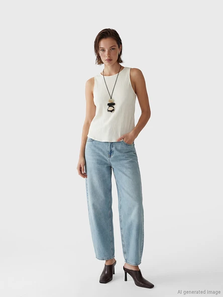 LCW Jeans İndigo Balloon Fit Kadın Jean Pantolon ürün görseli 1