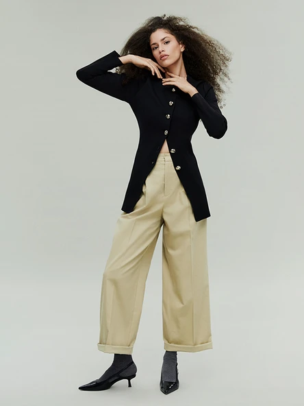 LCW Modest Bej Loose Fit Keten Karışımlı Kadın Pantolon ürün görseli 1