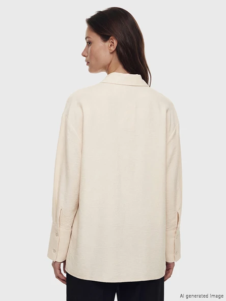 LCW Modest Bej Kadın Gömlek Tunik - Resim 4