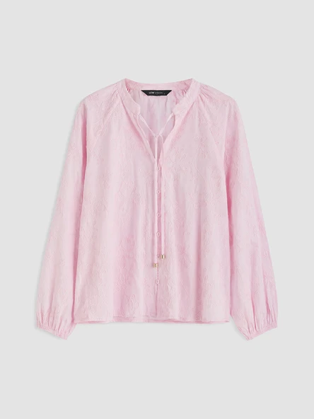 LCW Vision Pembe Nakışlı Oversize %100 Pamuklu Bluz ürün görseli 1
