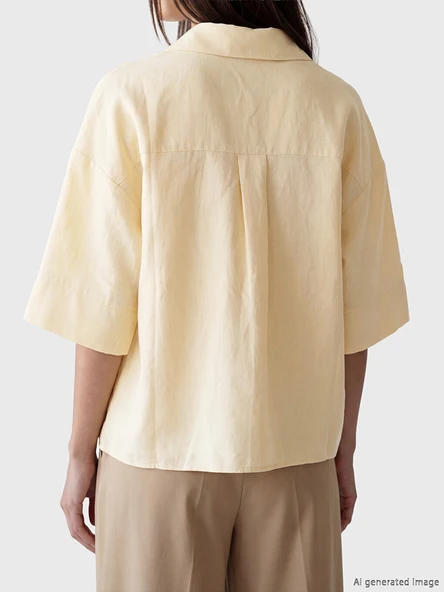 LCW EVERYDAY Sarı Poplin Kadın Gömlek - Resim 4