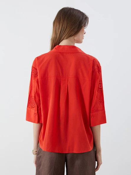 LCW Vision Kırmızı Oversize Kadın Gömlek - Resim 4